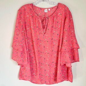 GAP Women's Coral Floral Blouse